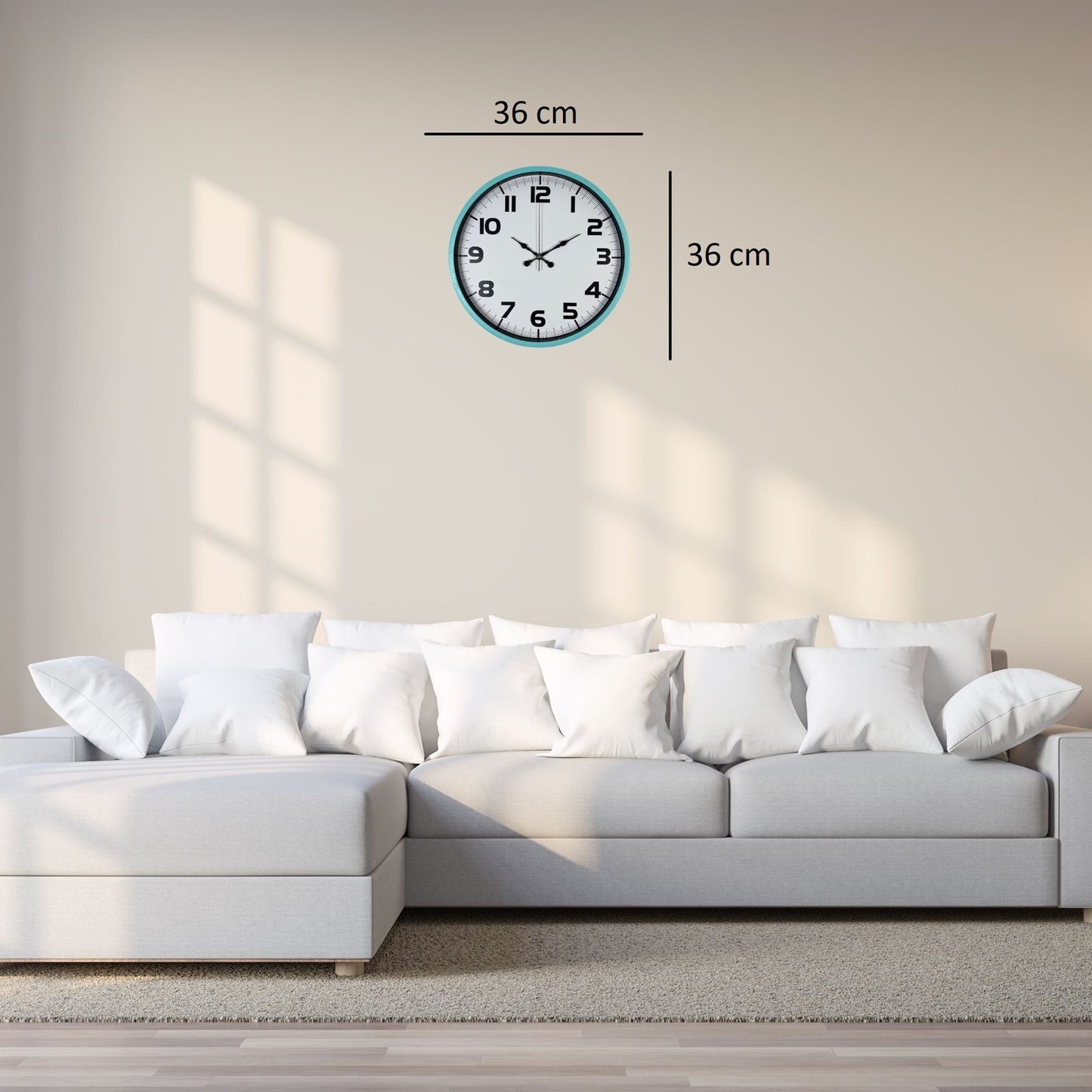 Elegance Turkuaz 36 Cm Duvar Saati