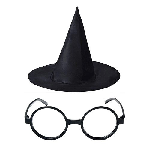 Mey İthalat® Harry Potter Büyücü Şapkası ve Harry Potter Büyücü Gözlüğü Siyah Renk