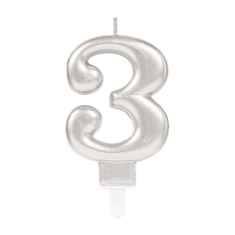 3 Number Candle Silver Color (5347)
