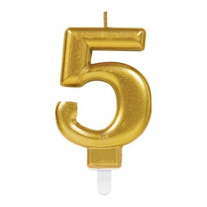 Number 5 Candle Gold Color (5347)