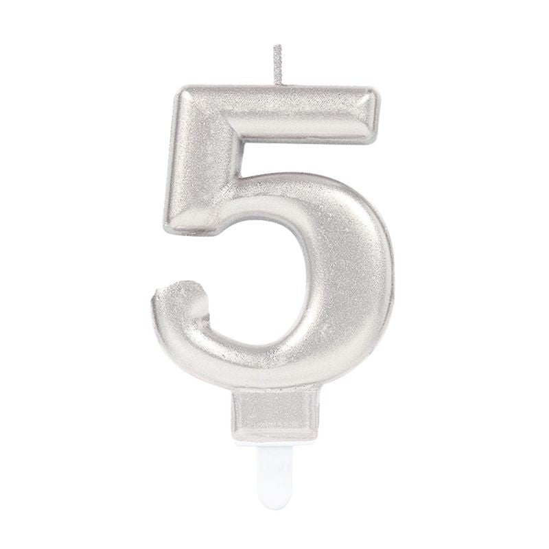 5 Number Candle Silver (5347)