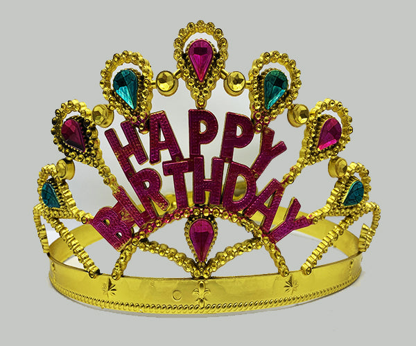 تاج عيد ميلاد بلون ذهبي مكتوب عليه Happy Birthday مقاس 60 سم (5347)