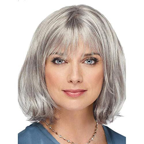 Grey Short Old Lady Wig Short Wig Grey Auntie Wig (5347)