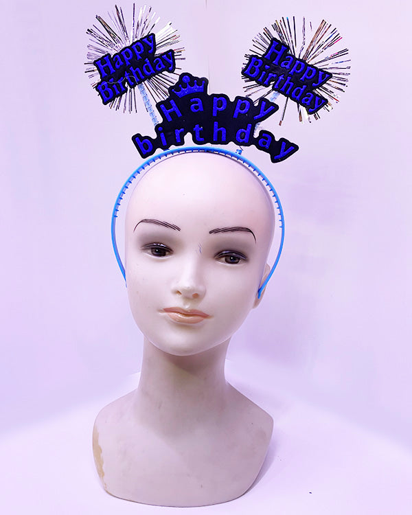 Happy Birthday Tasseled Neon Blue Birthday Crown 22x19 cm (5347)