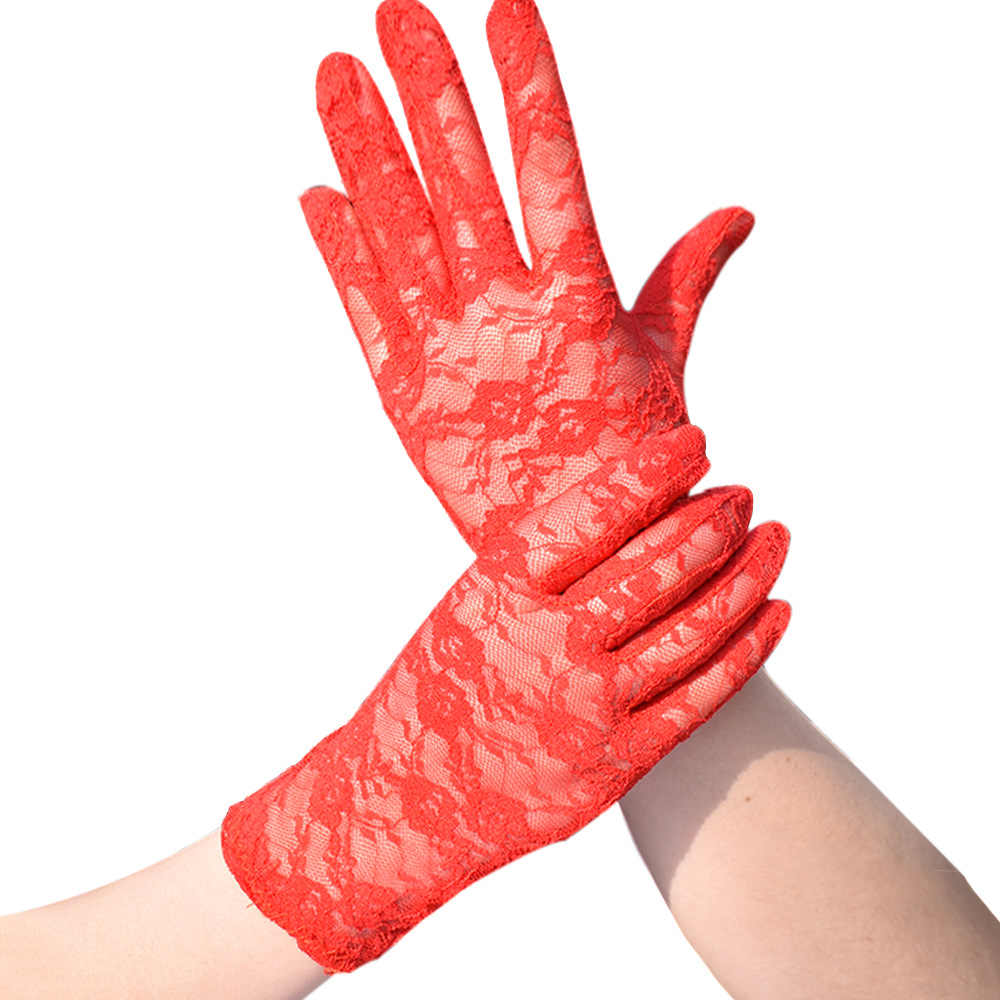 Red Short Lace Gloves (5347)