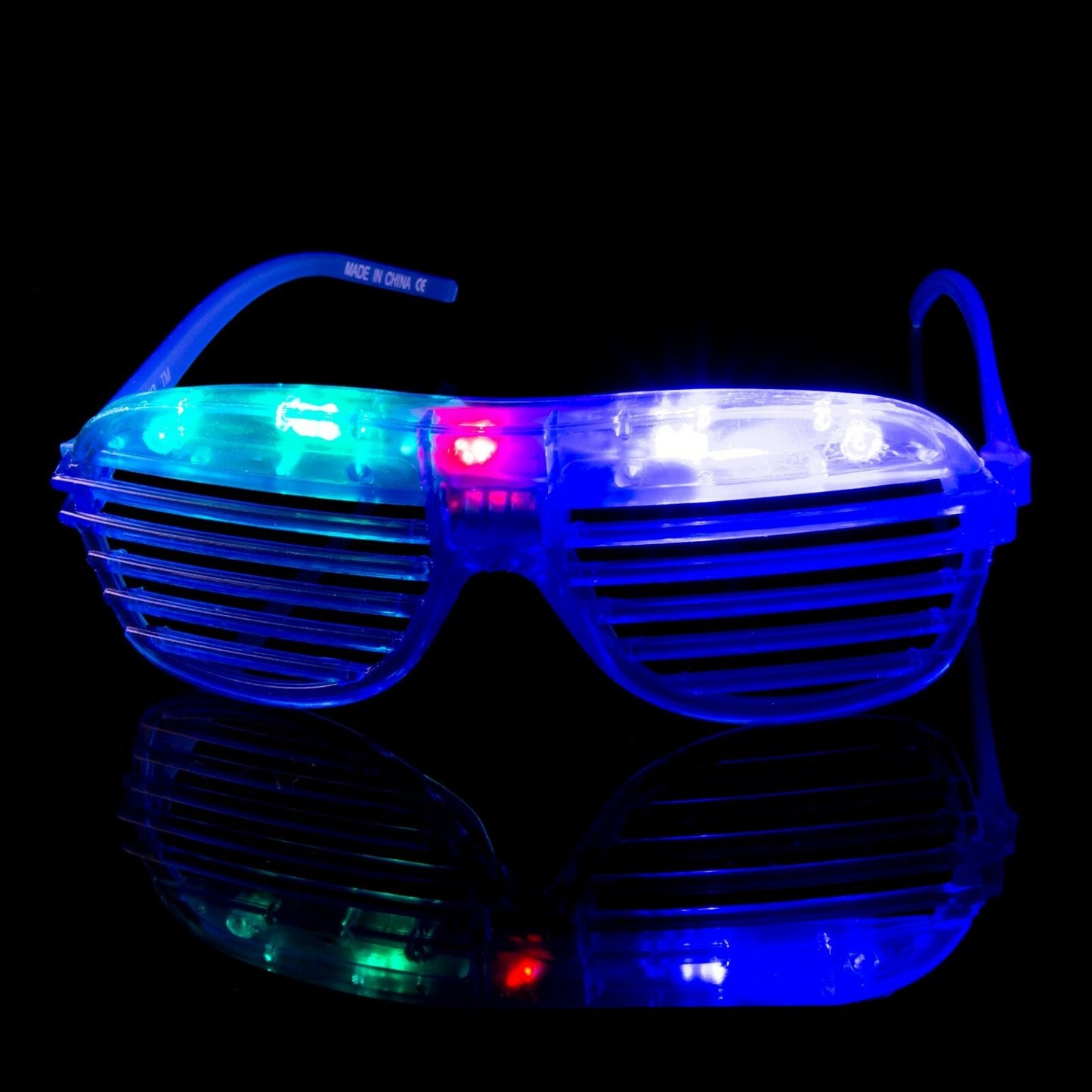 Luxury Party Flashing LED Shutter Glasses, Battery Operated, Mixed Colors, 12 Pieces (5347)