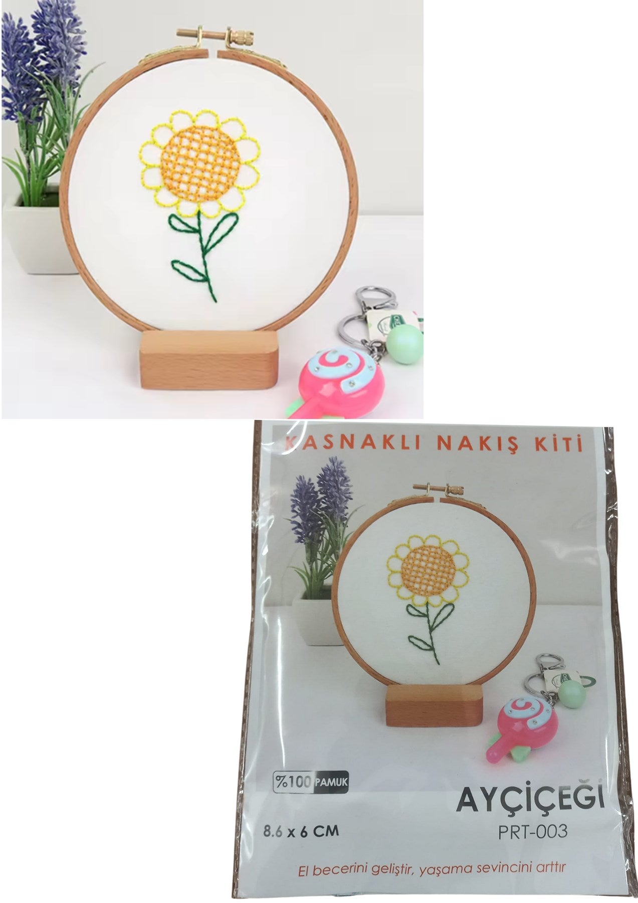 Embroidery Kits with Hoop 8.6 x 6 cm Sunflower