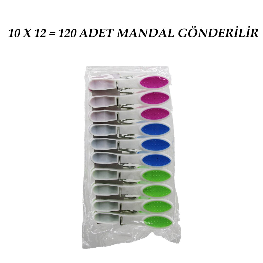 120 ADET RENKLİ SİLİKON AĞIZ - BAS-AÇ BEYAZ PLASTİK MANDAL (5347)