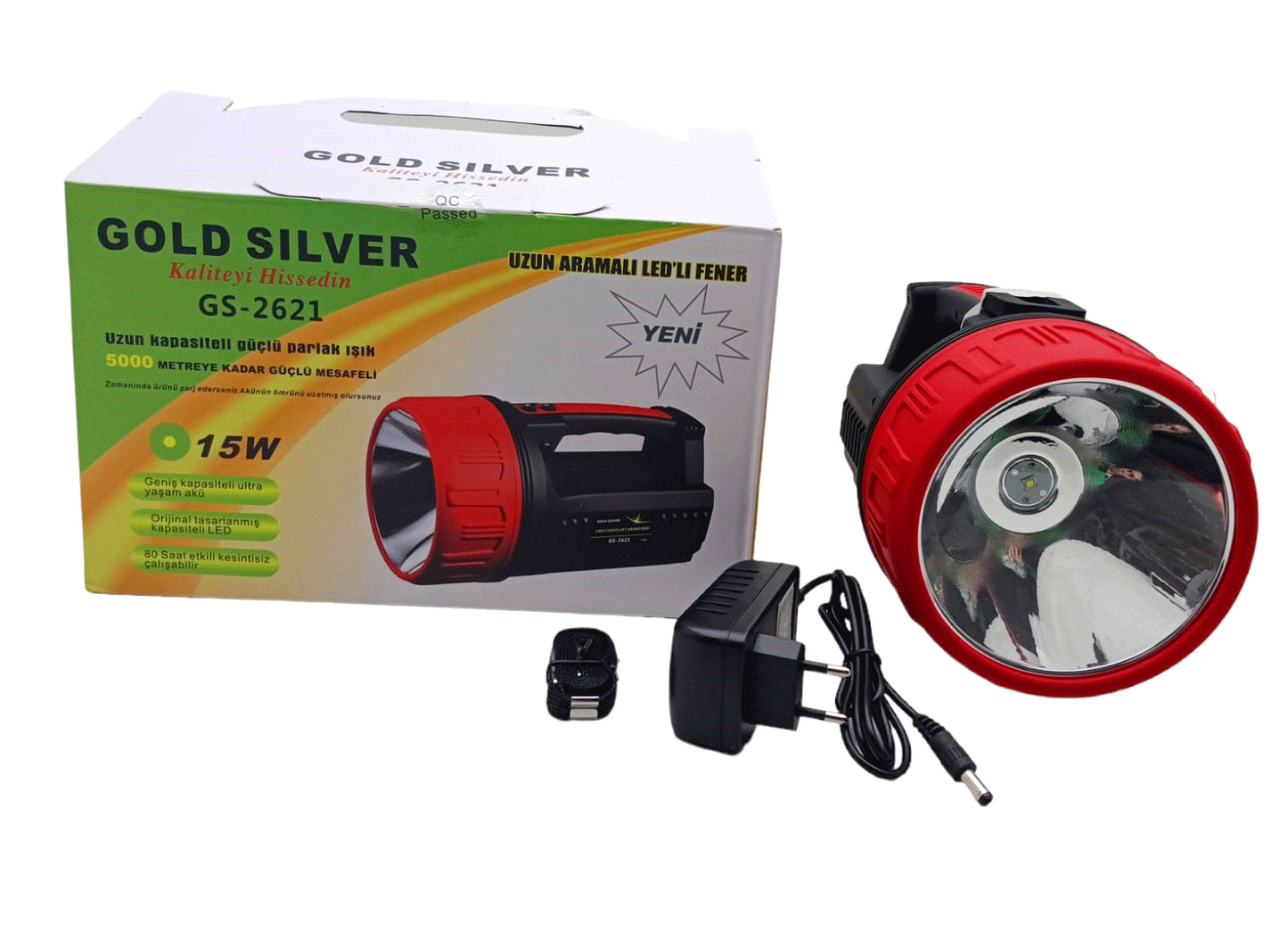 15W LED 2-IN-1 LONG RANGE ADAPTER CHARGING FLASHLIGHT PROJECTOR (5347)