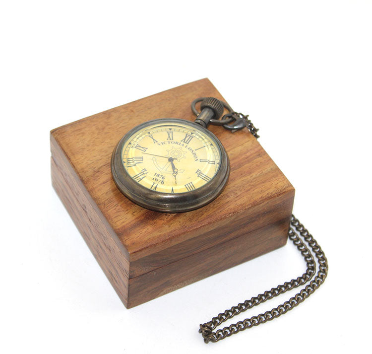 Brass Pocket Watch with Wooden Box Model 2
