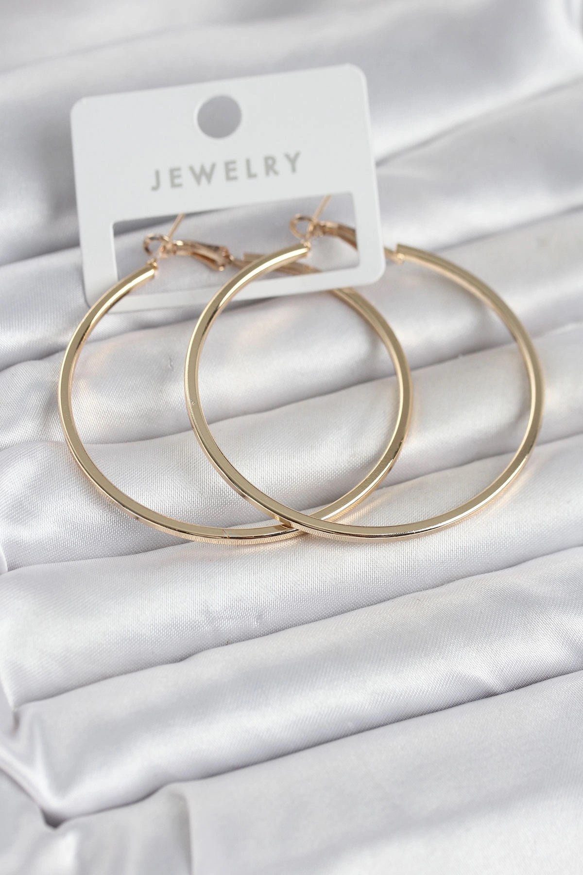 Mey İthalat® Gold Renk Pirinç Köşeli Kenar Halka 54 mm Kadın Küpe