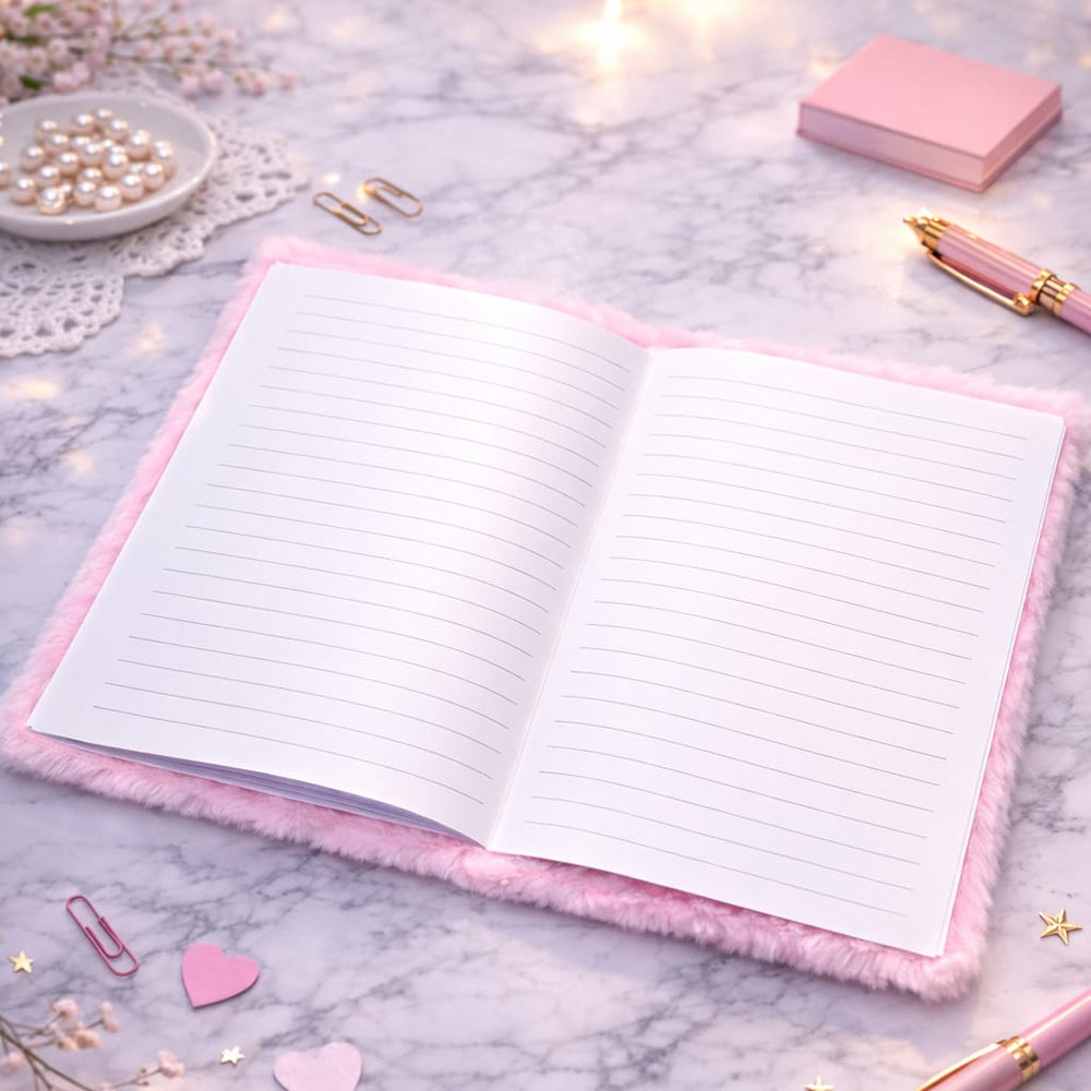 Kalpli Pembe Peluş Defter