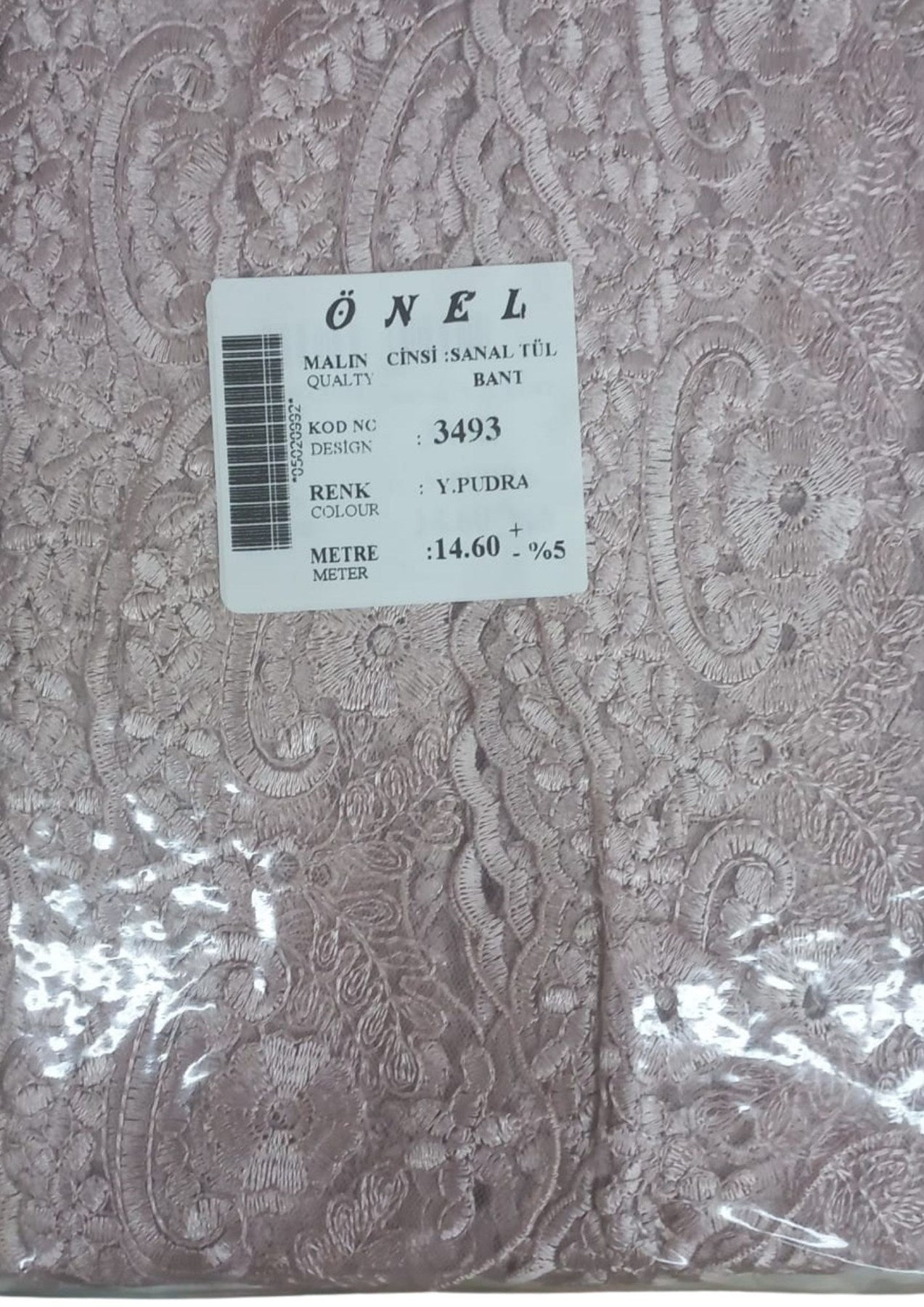 Lace Polyester Virtual Tulle Trim L.Powder 14.60 Meters Width 6 cm ON-3493-PU