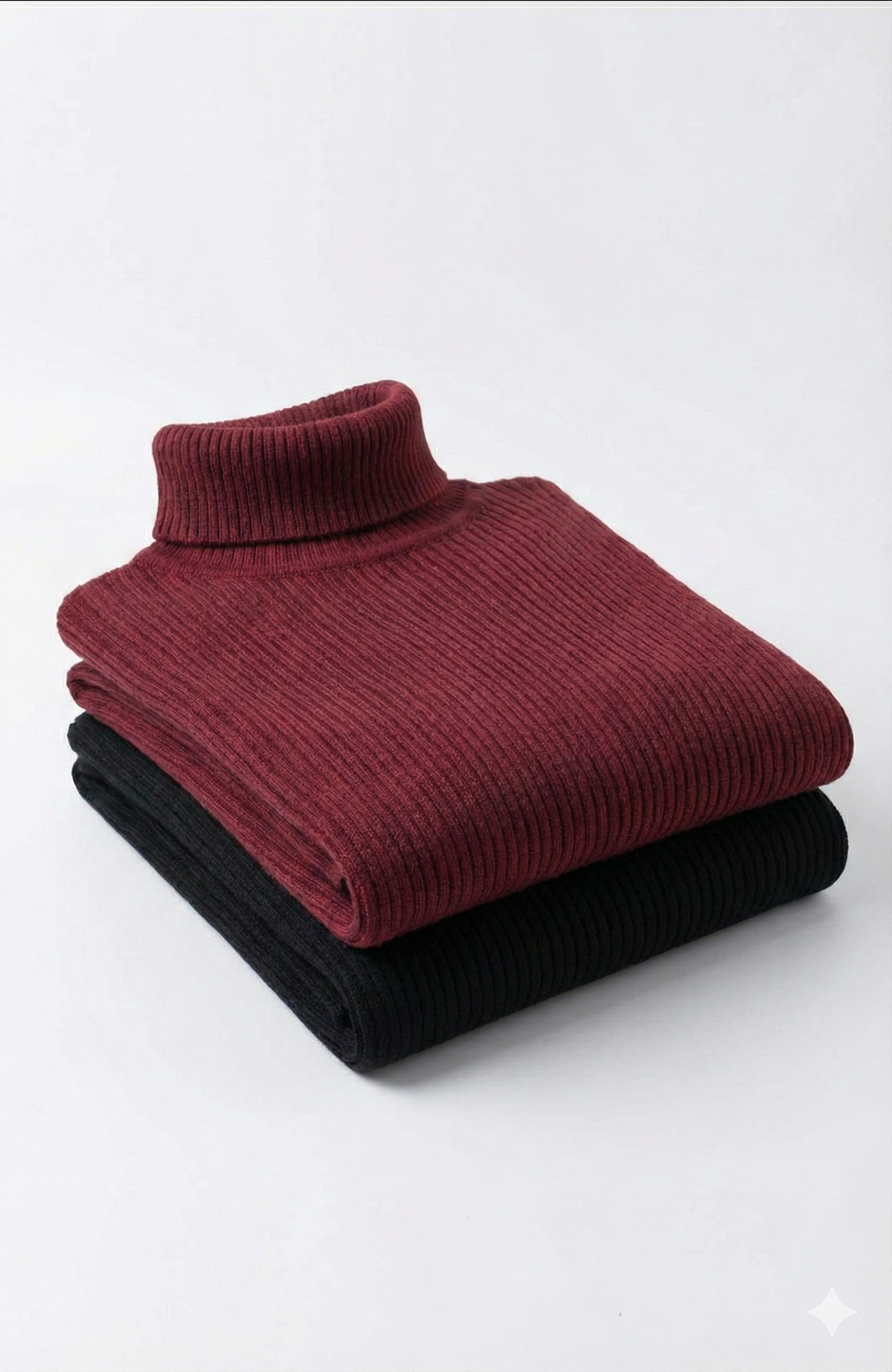 2'li Siyah Bordo Unisex Kaşkorse Boğazlı Full Likralı Fitilli Body Kazak