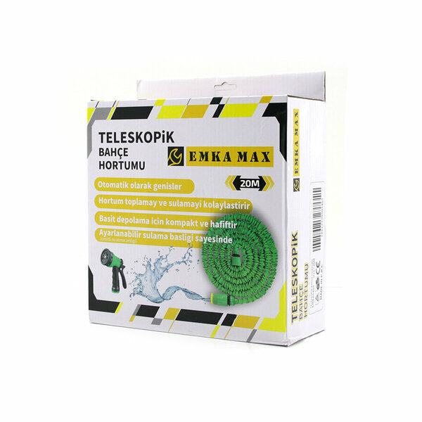 20MT TELESKOPİK UZAYAN BAHÇE HORTUMU 7 FONKSİYON AYARLI TETİKLİ TABANCA (5347)