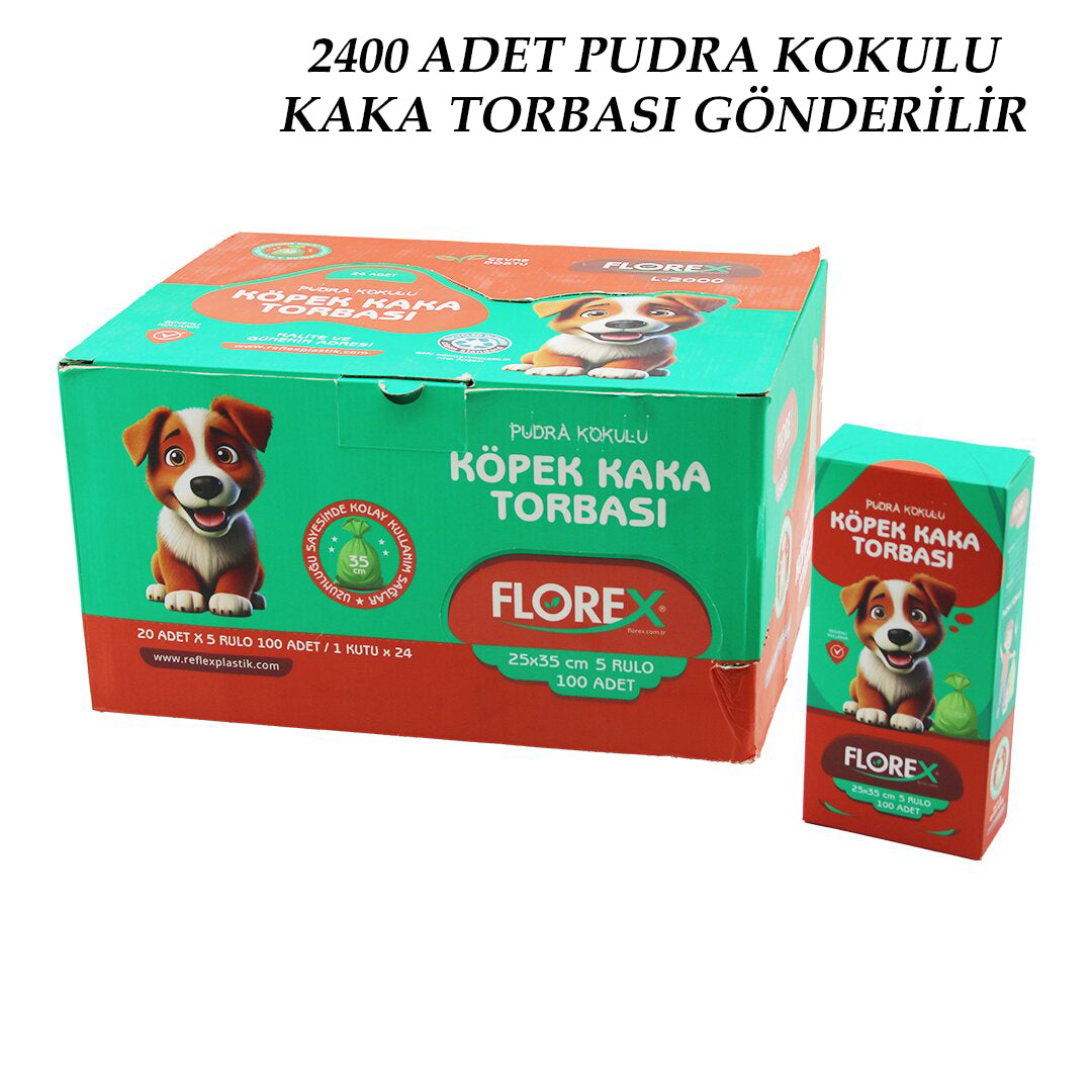 2400 PCS = 1 BOX DOG - PET POOP BAGS POWDER SCENTED - 25X35CM (5347)