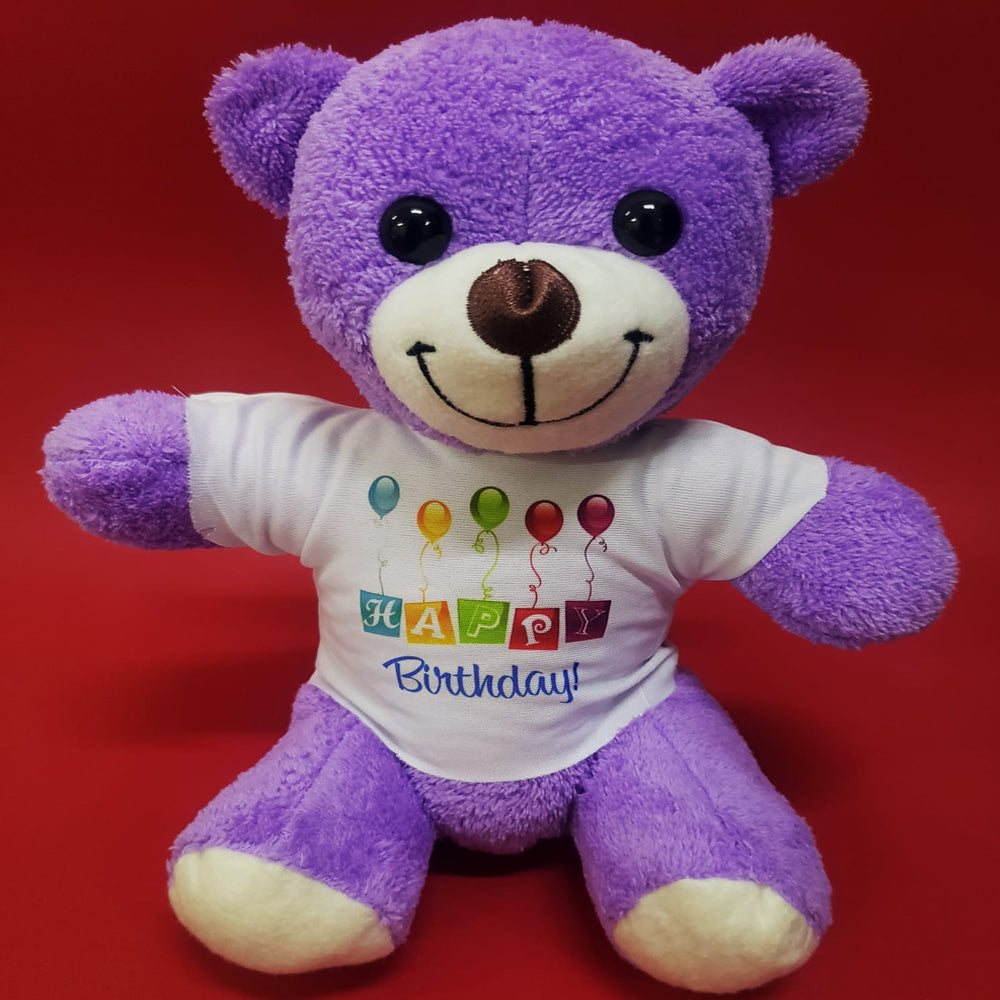 Happy Birthday T-Shirt Plush Purple Bear