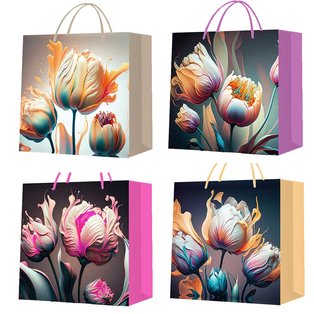 Small Tulip Pattern Cardboard Gift Bag