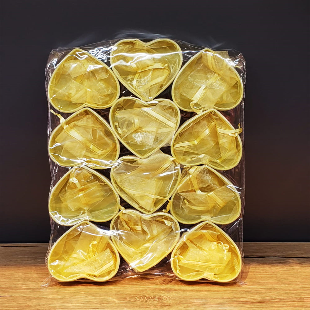 Yellow Heart Tulle Pouch