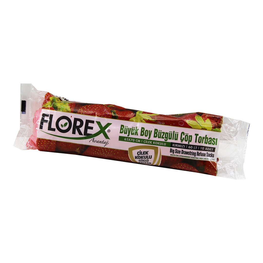 250 PIECES FLOREX-502 STRAWBERRY SCENTED DRAWSTRING LARGE 10PCS 65X70CM GARBAGE BAG 25x10=250 (5347)