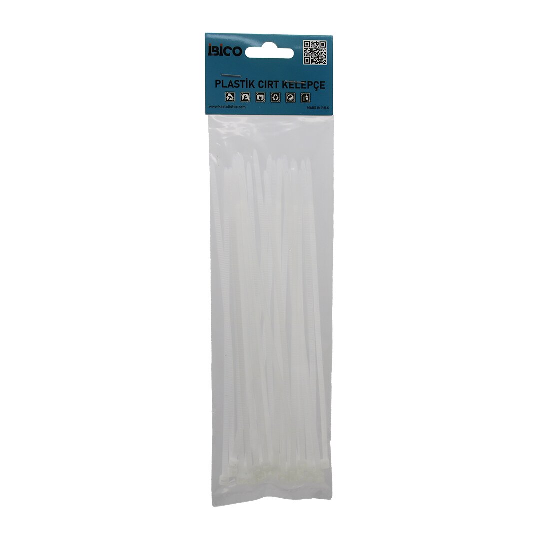 25PCS WHITE 3.6X200MM PLASTIC CABLE TIE (5347)