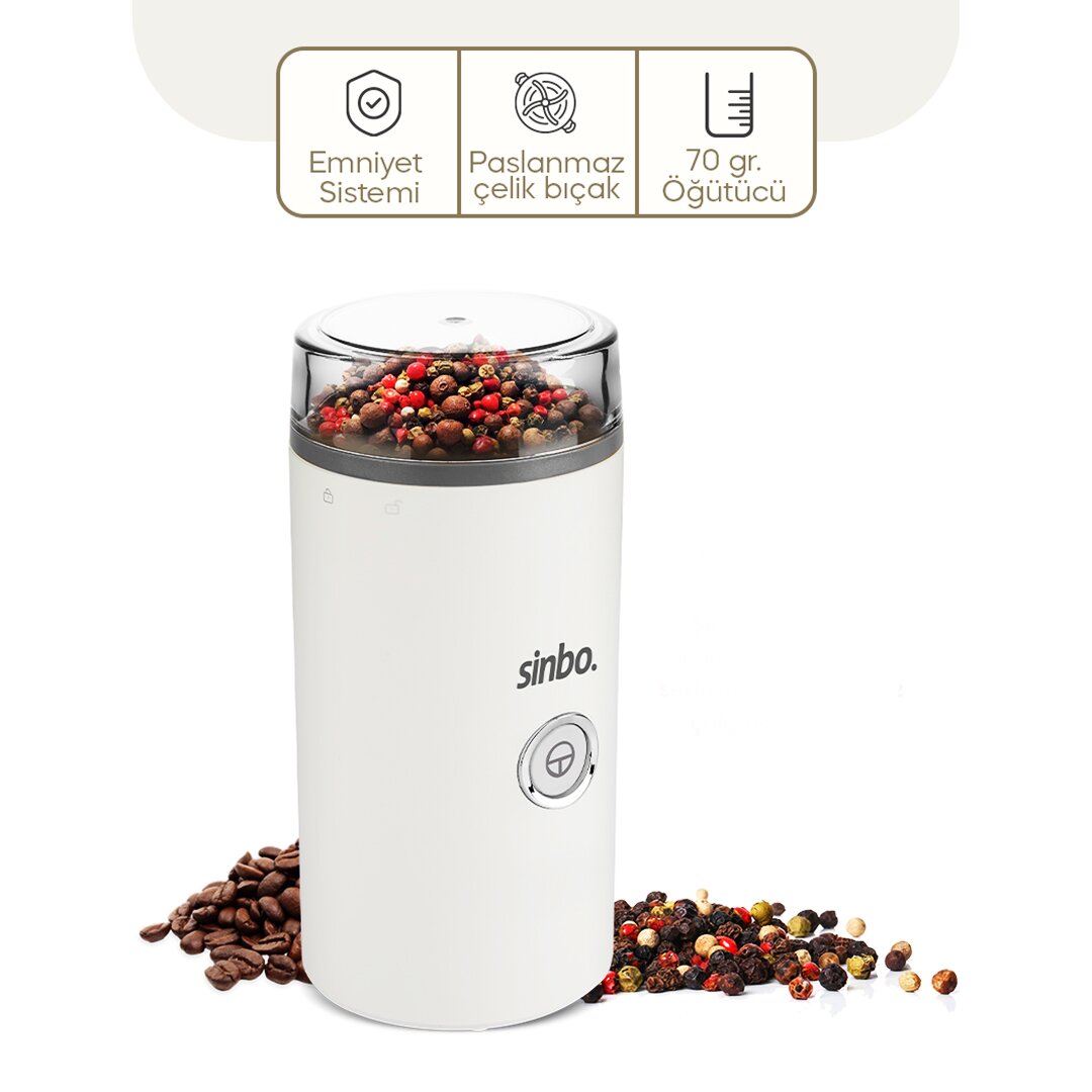 Sinbo Kahve Baharat Öğütücü - 70 gr Çelik Hazne - 2 Bıçaklı