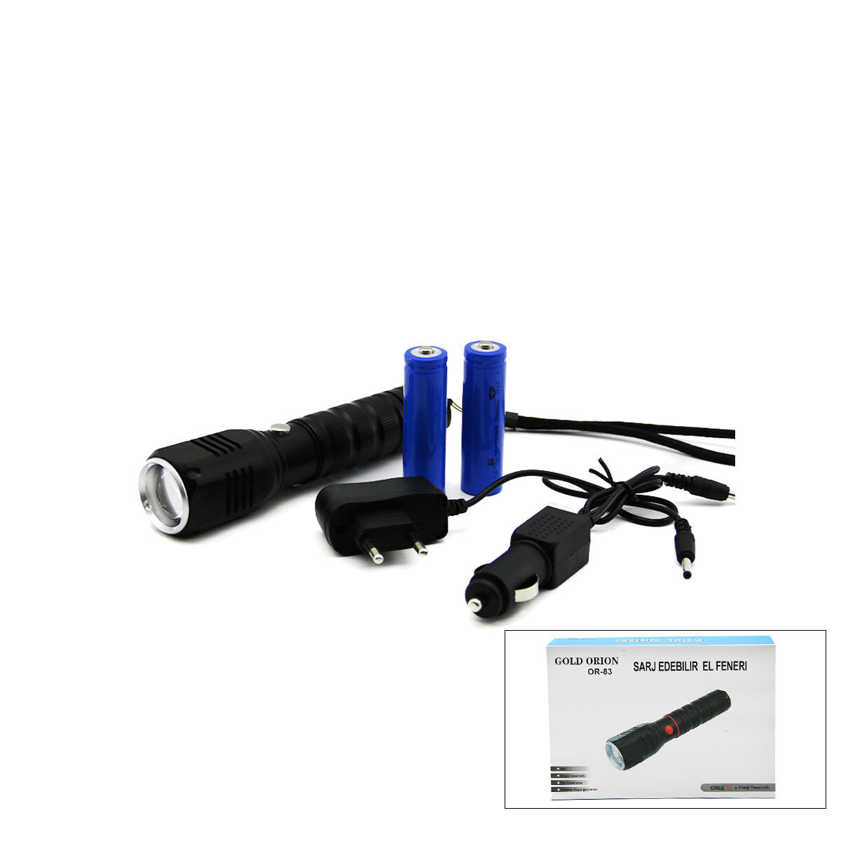 2IN1 ZOOMLU EL FENERİ - COB LED FİŞ - ÇAKMAK ŞARJLI METAL KASA 17CM 3000 LUMEN (5347)