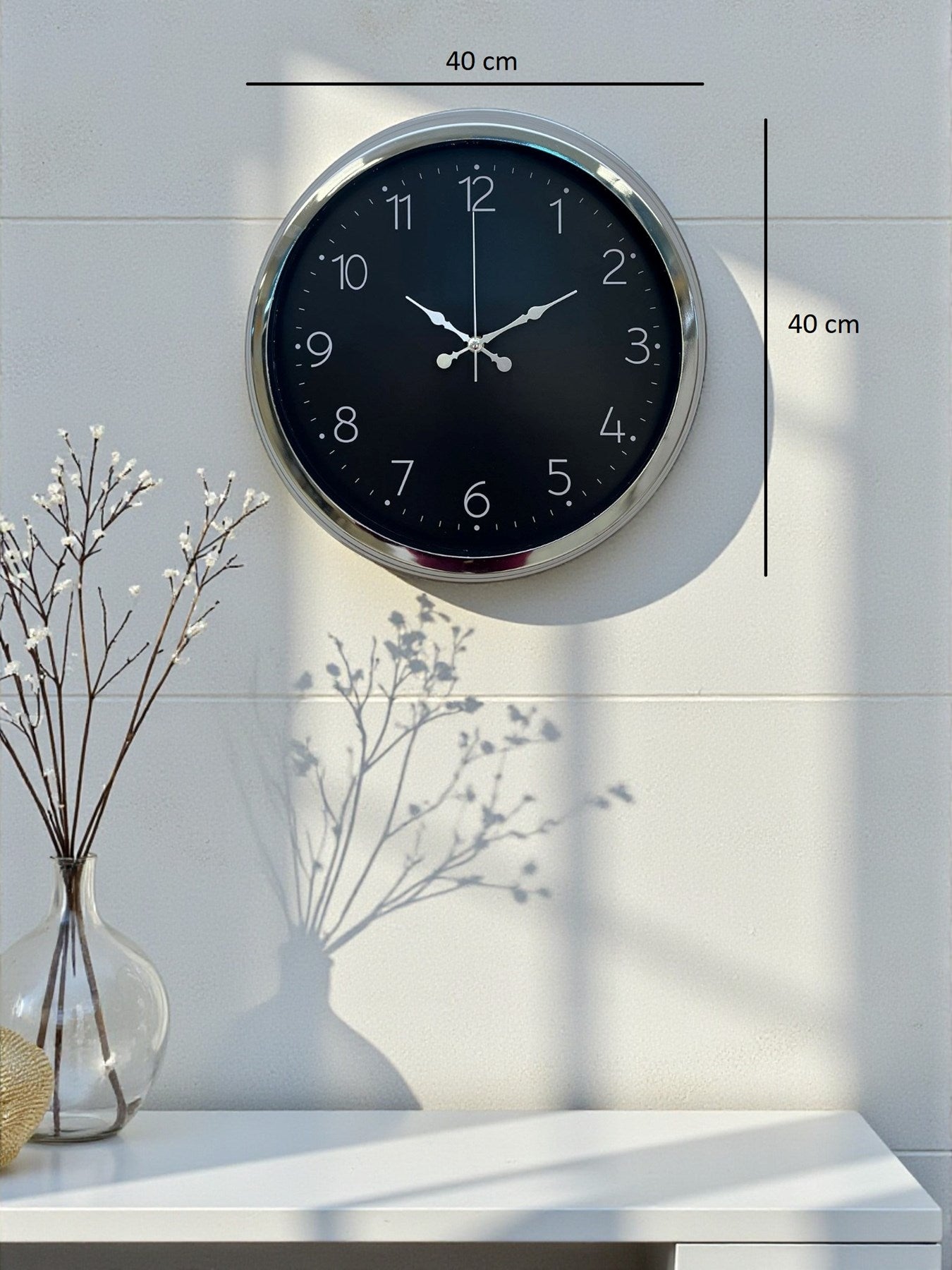 Dekoratif Ve Şık 40 Cm Krom Metal Duvar Saati