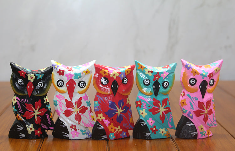 Wooden Owl Set of 5, Model 1