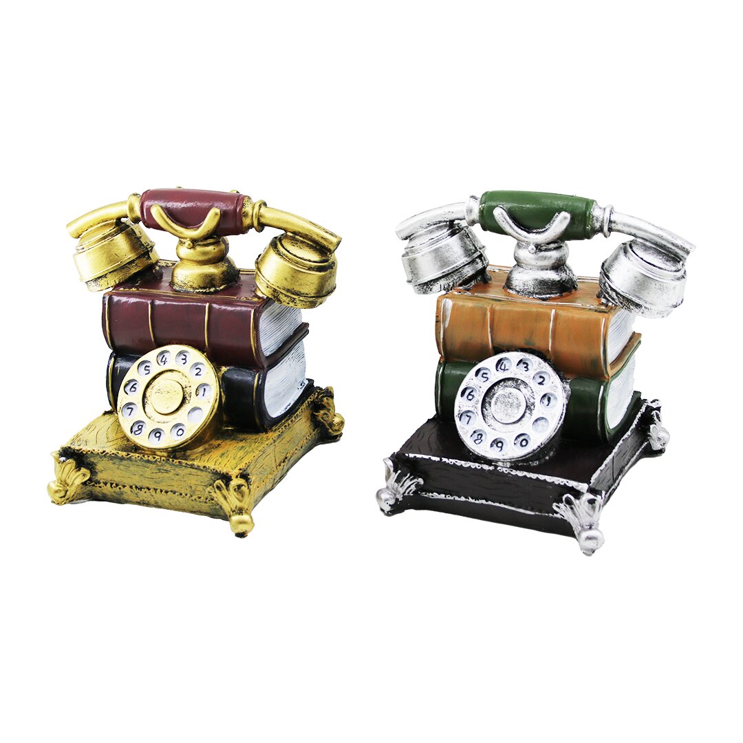 Kitaplı Ankesörlü Telefon Tasarımlı Biblo - Kumbara Özellikli - Vintage Tasarım