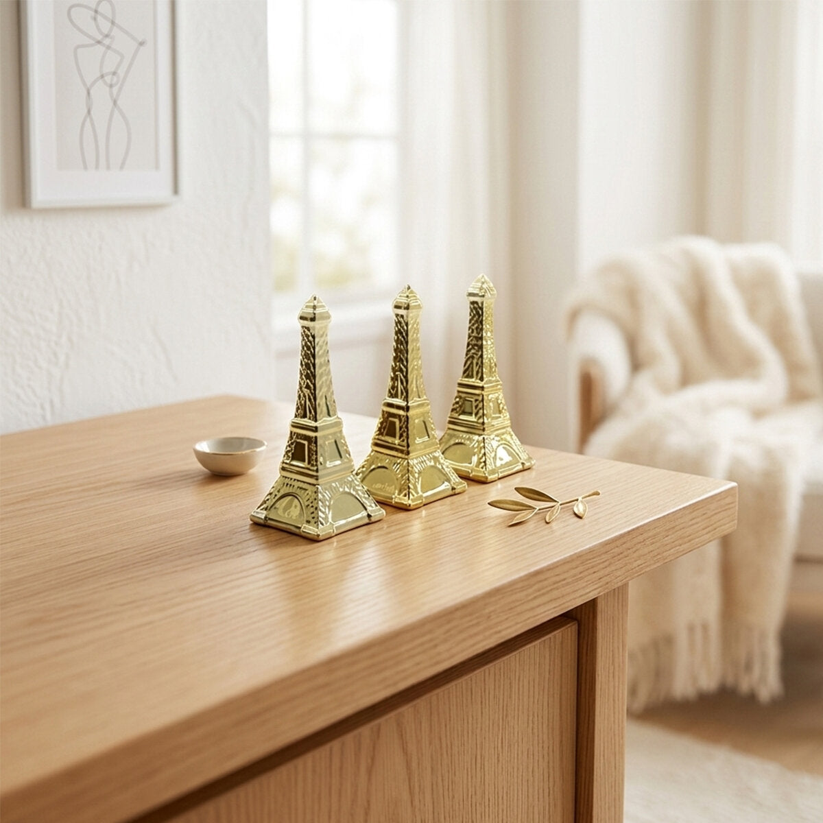 Eyfel Kulesi Tasarımlı Seramik Biblo - Orta Boy - Parlak Altın