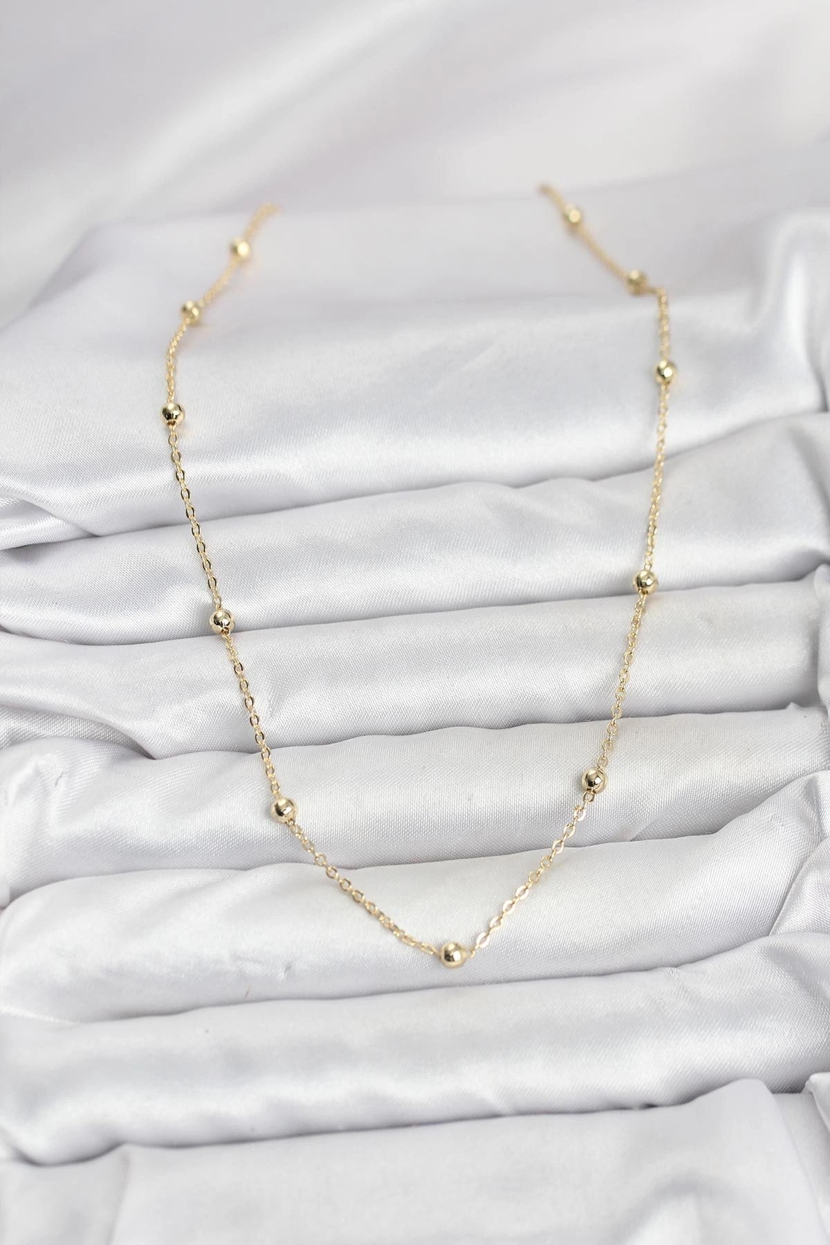 Mey İthalat® CM Gold Renk Top Zincirli Kadın Kolye
