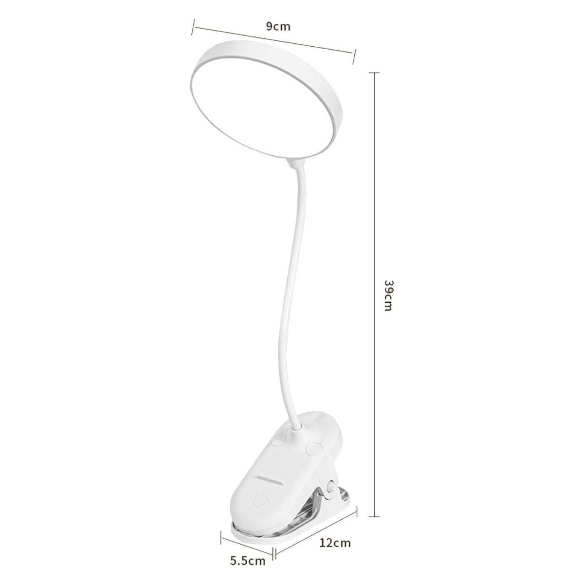 360° Esnek Kitap Okuma Lambası - Mandallı, USB Şarjlı, 3 Renk 3 Parlaklık, Dokunmatik Kontrollü Göz Korumalı LED Lamba (5347)