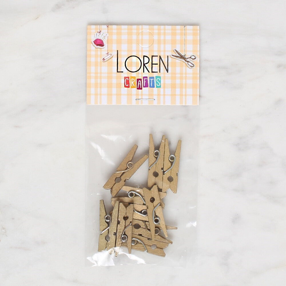 LOREN CRAFTS 10 PIECES GOLD MINI CLOTHESPINS