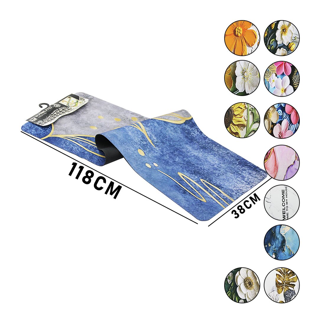 ممسحة حمام سحرية ماصة للماء ثلاثية الأبعاد بأنماط ملونة - D.GEN 38X118CM PVC - مرنة (5347)