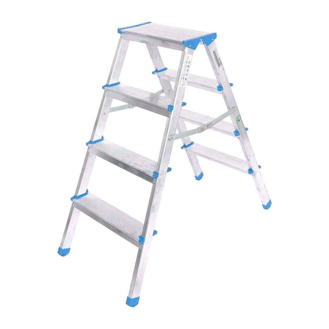 4+4 ÇİFT BASAMAKLI ALÜMİNYUM METAL MERDİVEN YÜKSEKLİK = 92CM BAŞ GENİŞLİK = 8CM (5347)