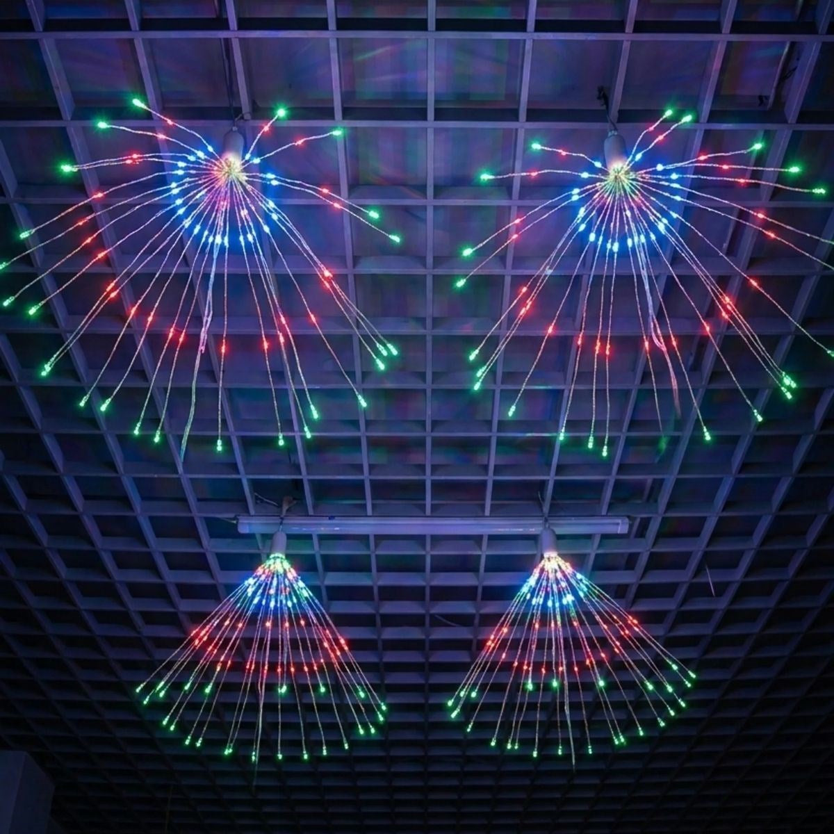 4 lü Açılır LED Işık Seti - 8 Farklı Işık Modlu, Kumandalı, USB Kablolu Renkli Dekoratif Fiber LED Lamba (5347)