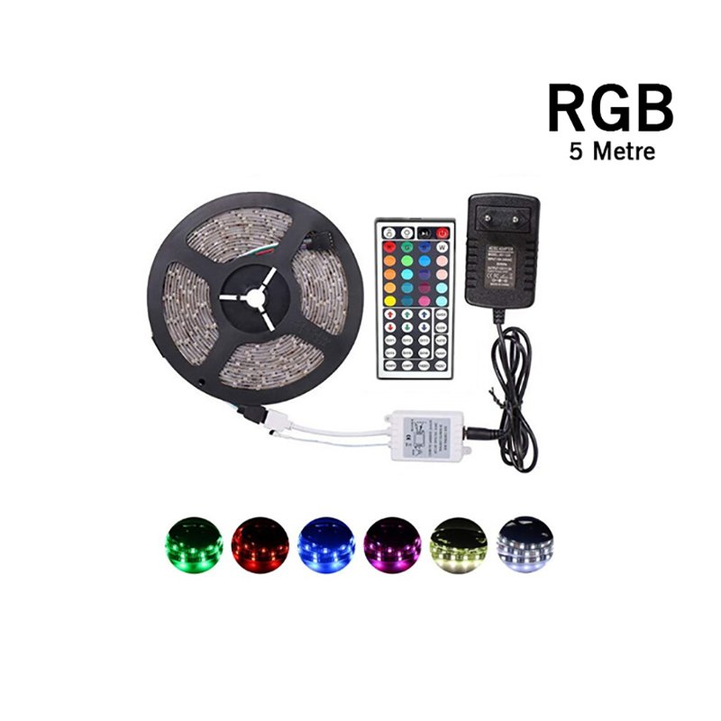 مجموعة إضاءة ليد شريطية RGB بطول 5 أمتار - للاستخدام الداخلي والخارجي مع سيليكون - جاهزة للاستخدام (5347)