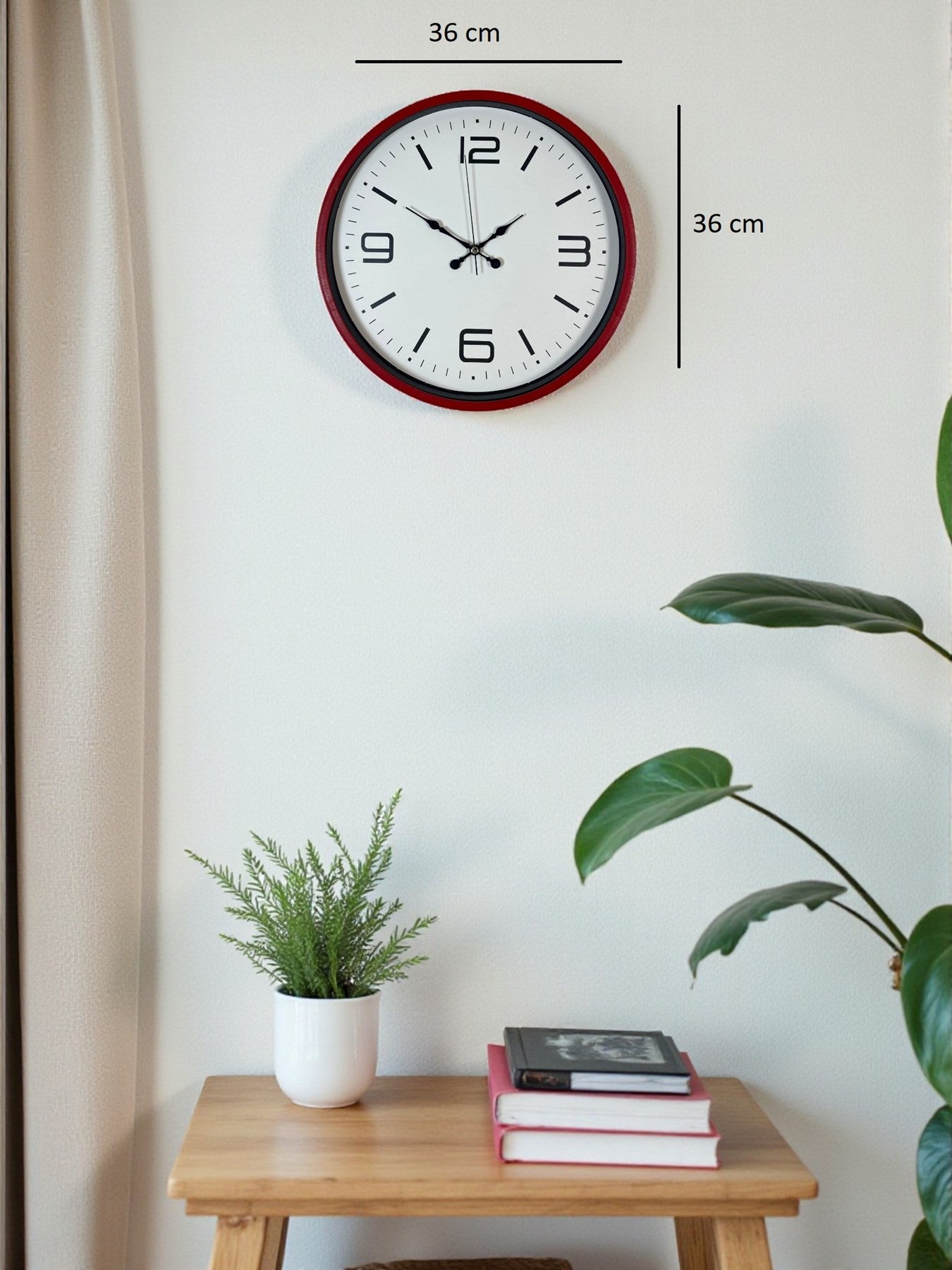 36 Cm Kırmızı Modern Dekoratif Duvar Saati