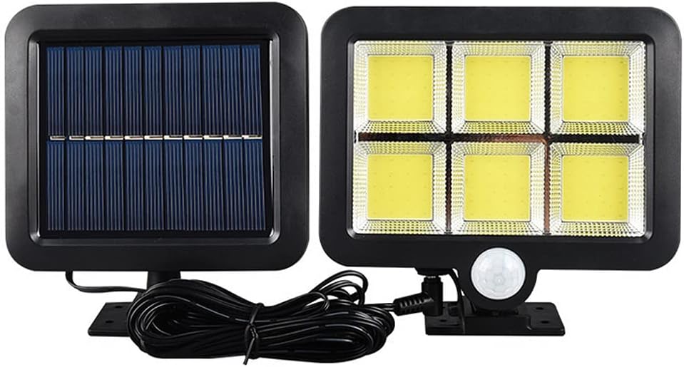 مصباح جداري شمسي LED مدمج بقوة 120 شمعة و 3 أوضاع