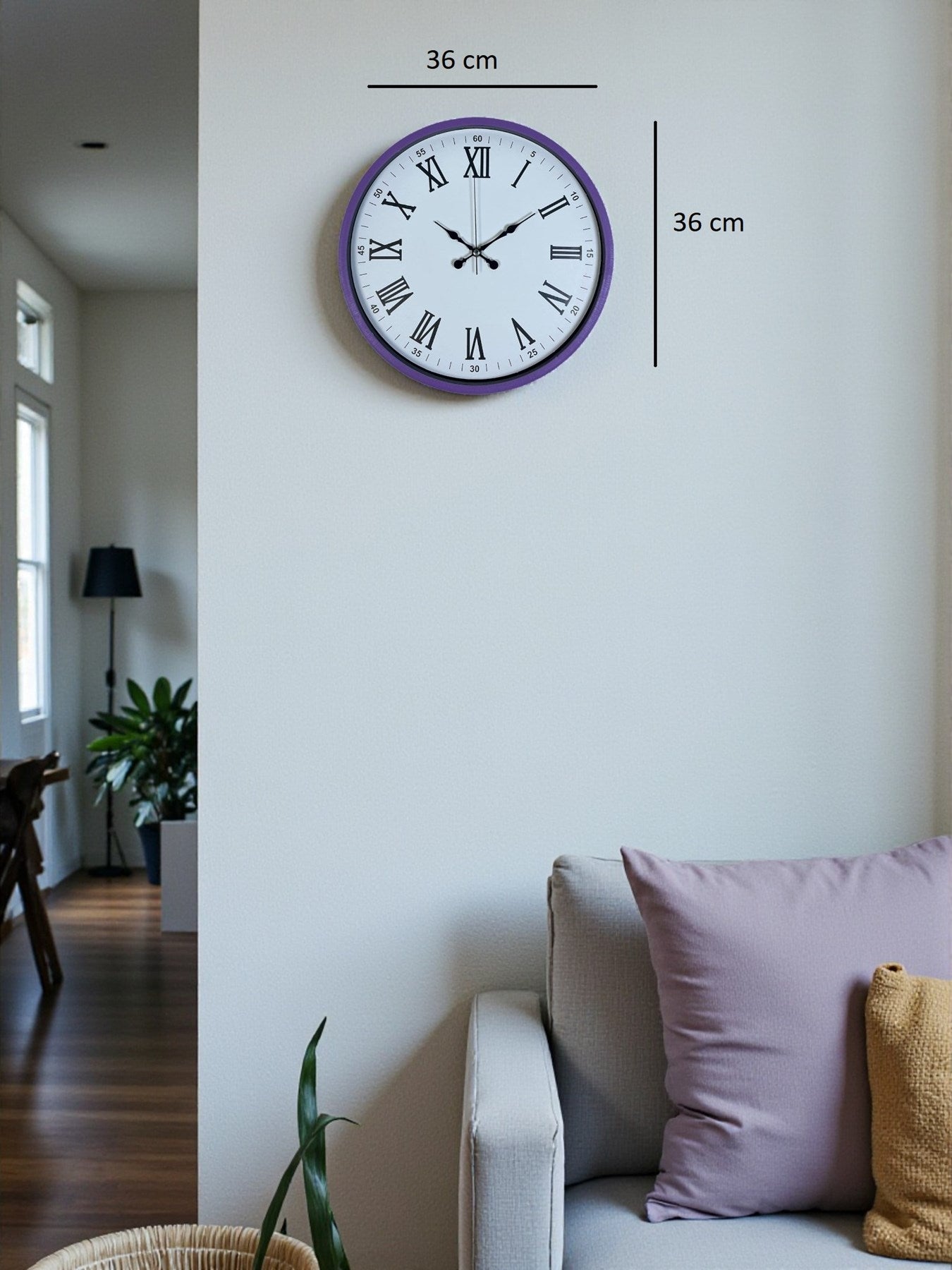 36 Cm Mor Roma Rakamlı Dekoratif Duvar Saati