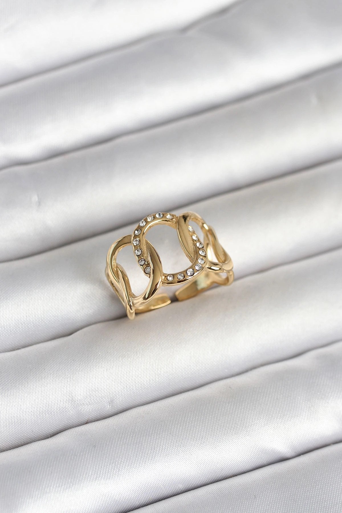 Mey İthalat® 316L Çelik Gold Renk Samanyolu Model Kadın Yüzük