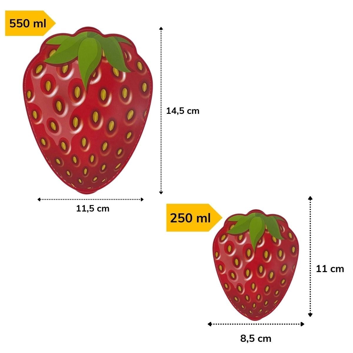 Starixa® 2'li İç İçe Geçebilen Çilek Model Saklama ve Beslenme Kabı Seti (550 ml + 250 ml)