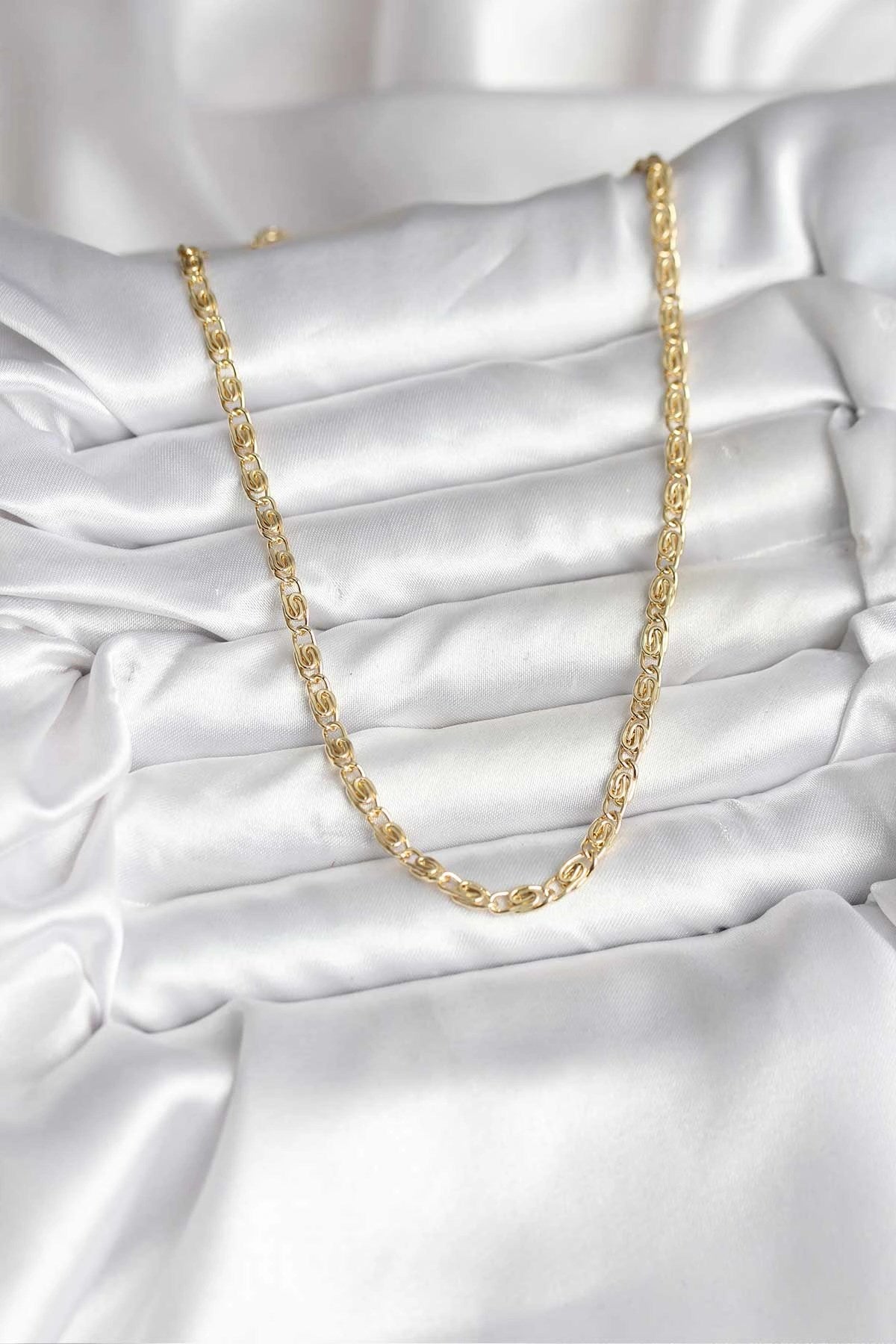 Mey İthalat® 14K Gold Renk Kaplama Zincir Model CM Kadın Kolye