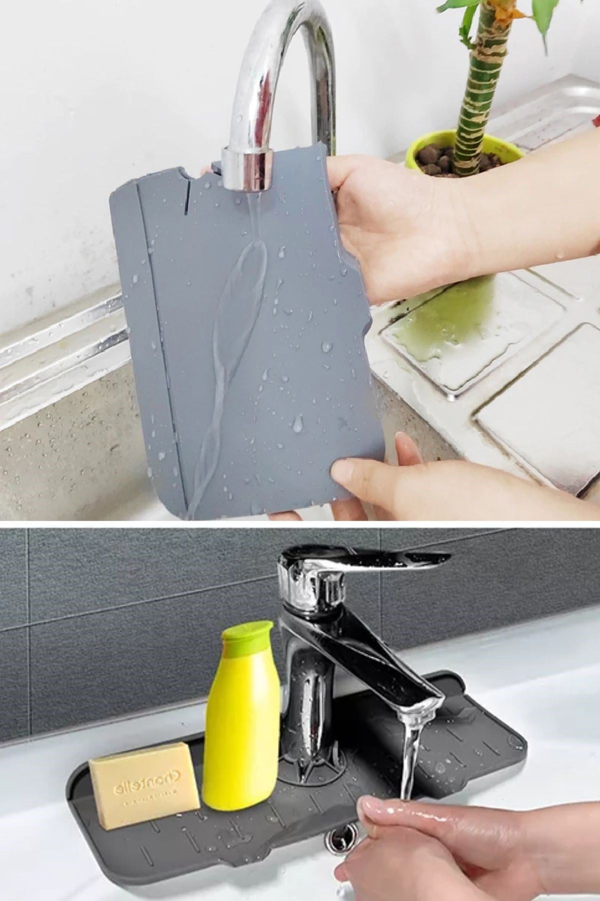 Starixa® Lavabo İçin Silikon Esnek Mat Musluk Sapı Damlama Tutucu Raf Mutfak Tezgahı Sıçrama Koruma