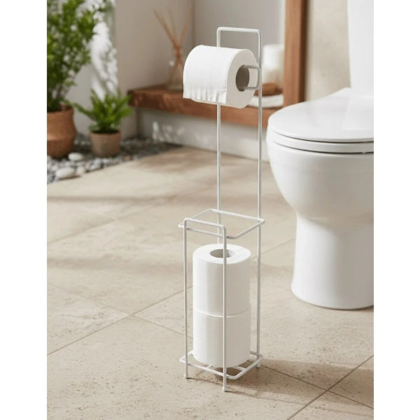 حامل مناديل حمام احتياطي بقاعدة بيضاء