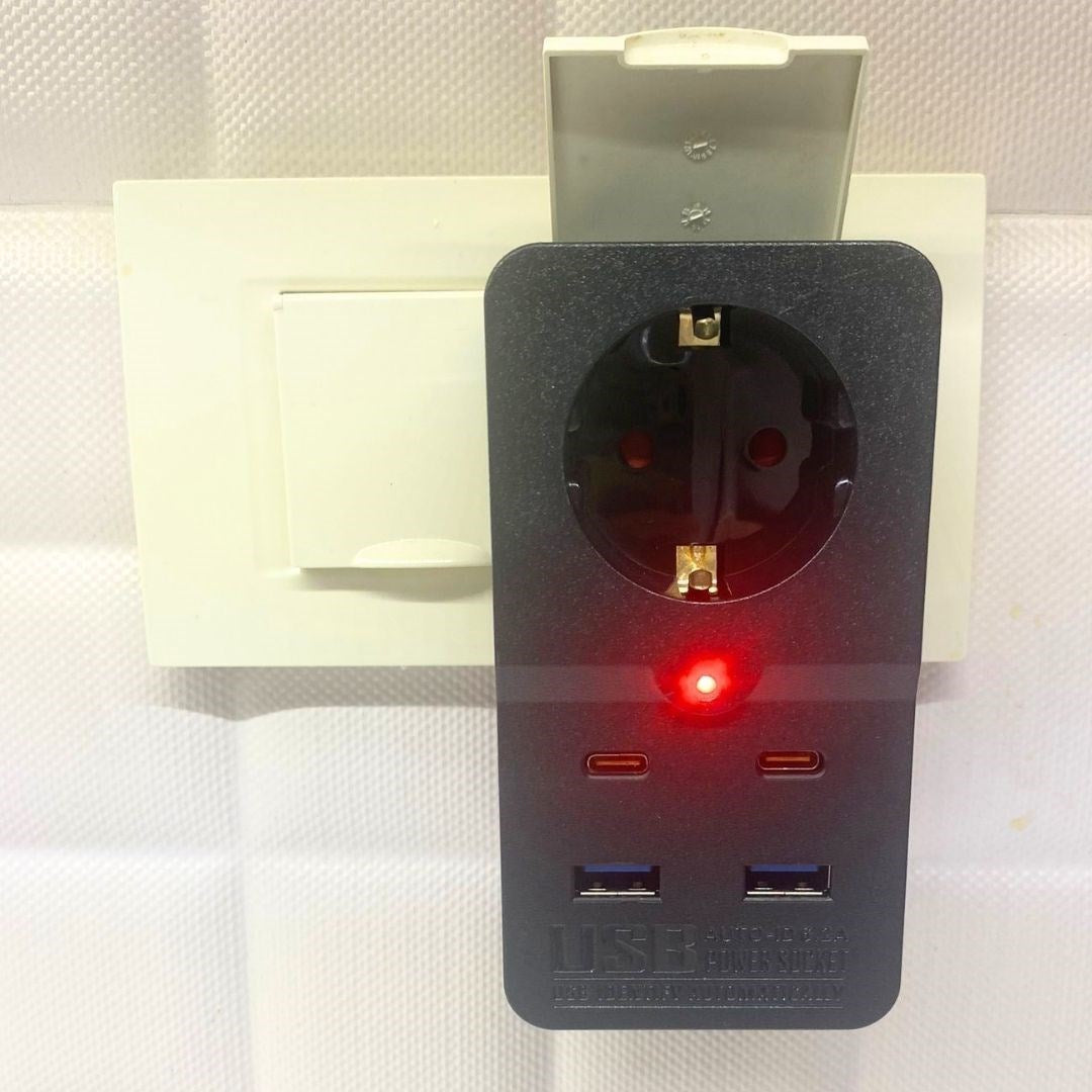 Starixa® Isıya Dayanıklı Termal Akım Korumalı 1 Priz Girişli 2 USB Girişli 2 TYPE-C Girişli Pirz