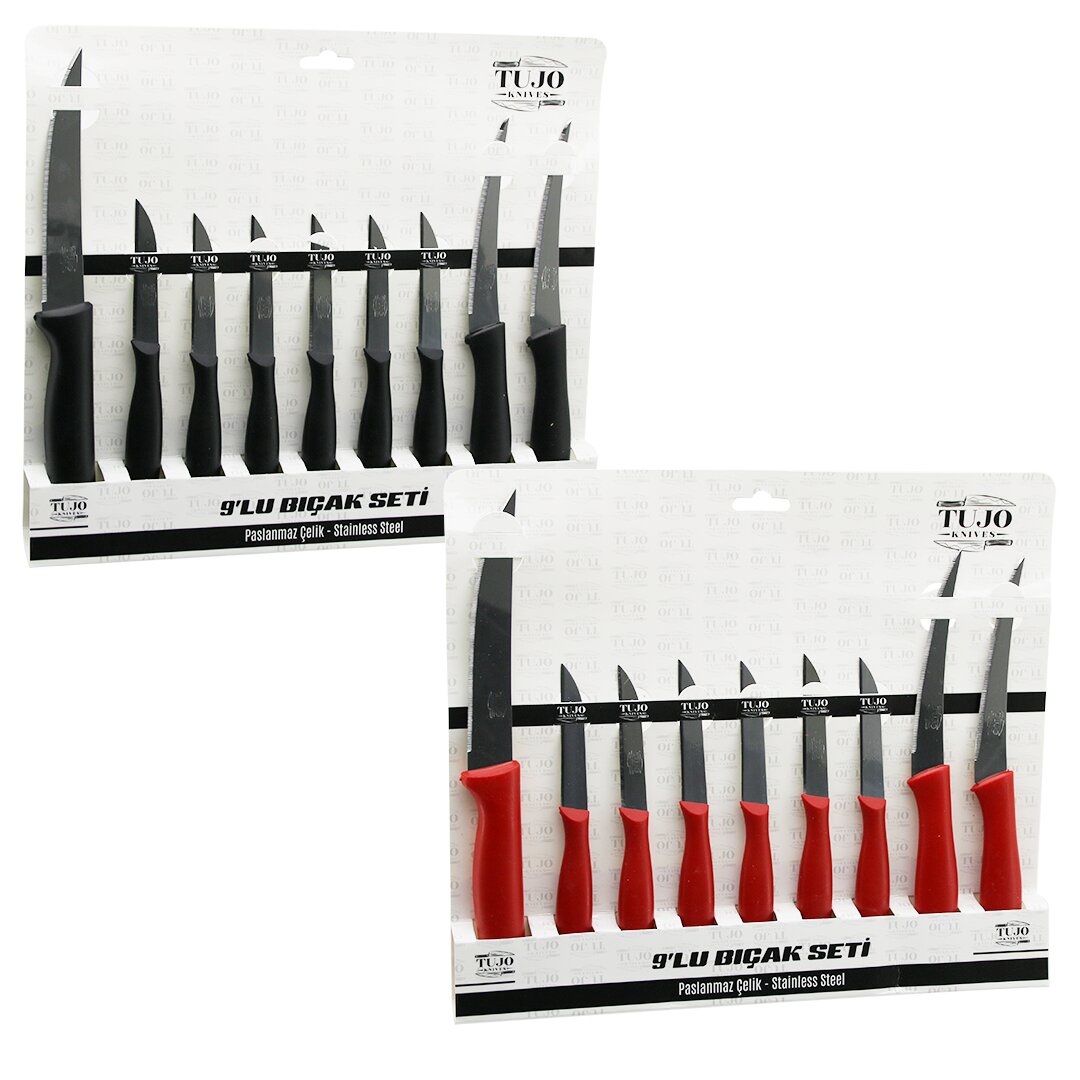 9PCS TIRTIRLI BIÇAK SETİ 1AD 24CM EKMEK 2AD 10CM SEBZE 6AD 6.5CM MEYVE (5347)