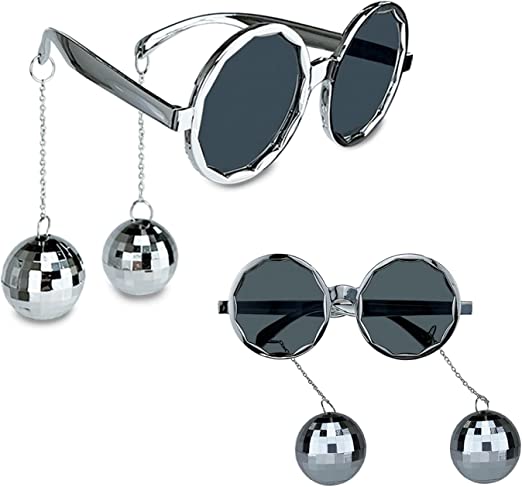 Disco Ball Cube Earrings Party Glasses Silver Color