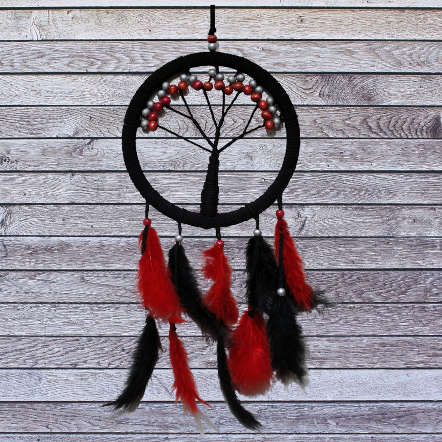 Black Red Tree of Life Dream Catcher